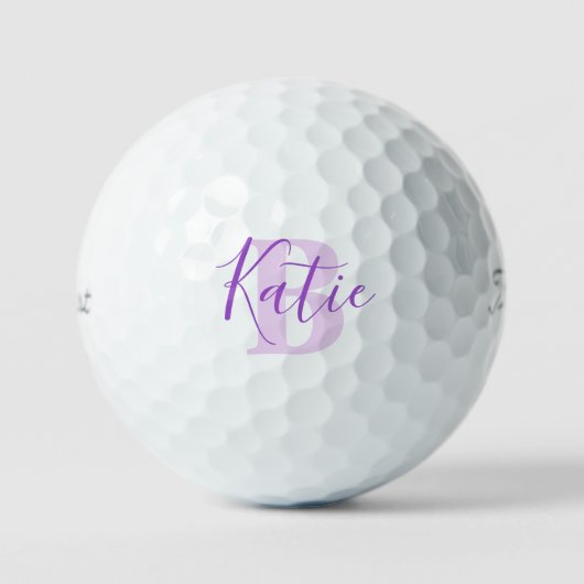 Golf roze monogram naam initiaal paarse golfballen (Voorkant)