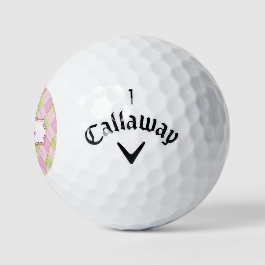 Golf roze plaid gepersonaliseerde genoemd golf bal (Logo)