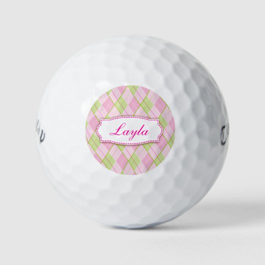 Golf roze plaid gepersonaliseerde genoemd golf bal (Voorkant)