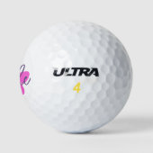 Golf roze vlinder en paarse script naam golfballen (Logo)