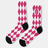 Golf Roze Wit Argyle Patroon Monogram Sokken (Links)