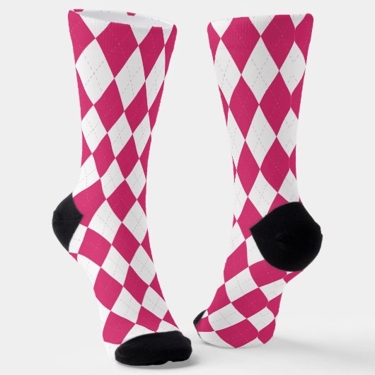 Golf Roze Wit Argyle Patroon Monogram Sokken (Gebogen)