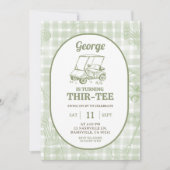 Golf Sage Green Stripes Dertien Verjaardag Kaart (Voorkant)