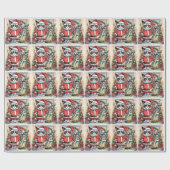 Golf Santa Cat Bag met Kerstachtergrond Cadeaupapier (Vlak)