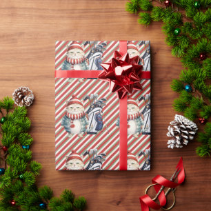 Golf Santa Cat Bag met Kerstachtergrond Cadeaupapier