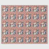 Golf Santa Cat Bag met Kerstachtergrond Cadeaupapier (Vlak)