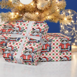 Golf Santa Cat Bag met Kerstachtergrond Cadeaupapier