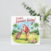 Golf Santa Christmas Summer time Feestdagenkaart (Staand voorkant)
