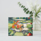 Golf Santa Claus gaat in juli met kerst golfen Feestdagenkaart (Staand voorkant)