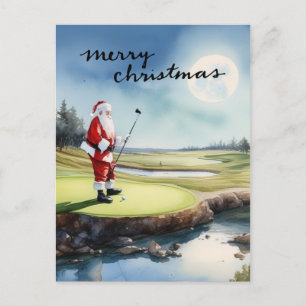 Golf Santa Claus golf Kerstthema Feestdagenkaart