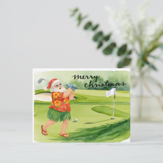 Golf Santa Claus golf Kerstthema Feestdagenkaart (Staand voorkant)