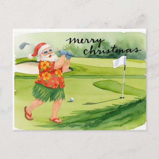 Golf Santa Claus golf Kerstthema Feestdagenkaart (Voorkant)