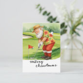 Golf Santa Claus golf Kerstthema Feestdagenkaart (Staand voorkant)