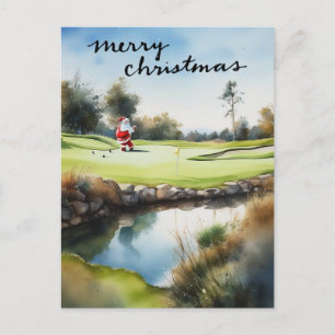 Golf Santa Claus golf Kerstthema Feestdagenkaart