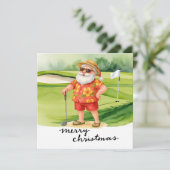 Golf Santa Claus golf Kerstthema Feestdagenkaart (Staand voorkant)
