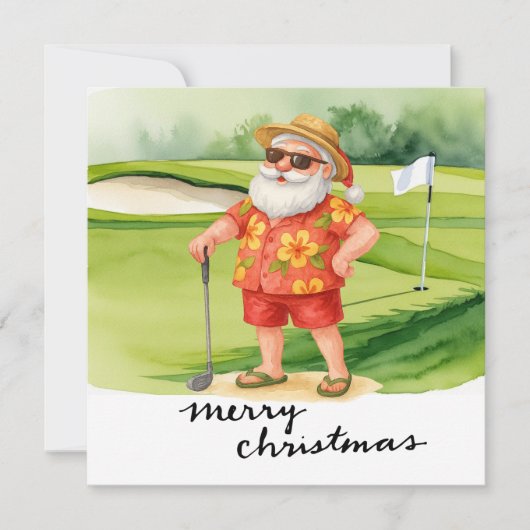 Golf Santa Claus golf Kerstthema Feestdagenkaart (Voorkant)