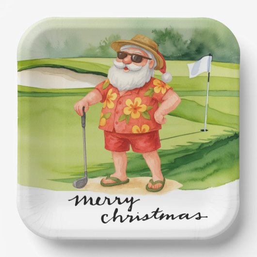 Golf Santa Claus golf Kerstthema Papieren Bordje (Voorkant)