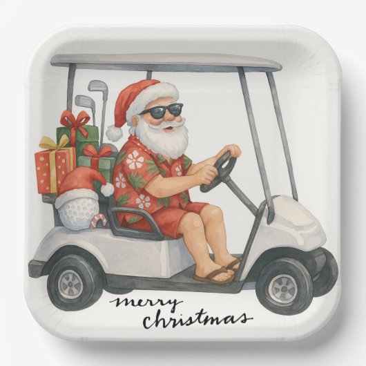 Golf Santa Claus golf Kerstthema Papieren Bordje (Voorkant)