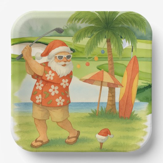Golf Santa Claus golf Kerstthema Papieren Bordje (Voorkant)
