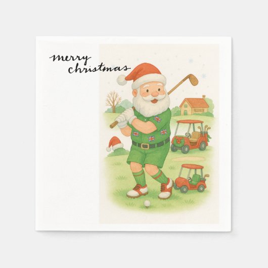 Golf Santa Claus golf Kerstthema Servet (Voorkant)