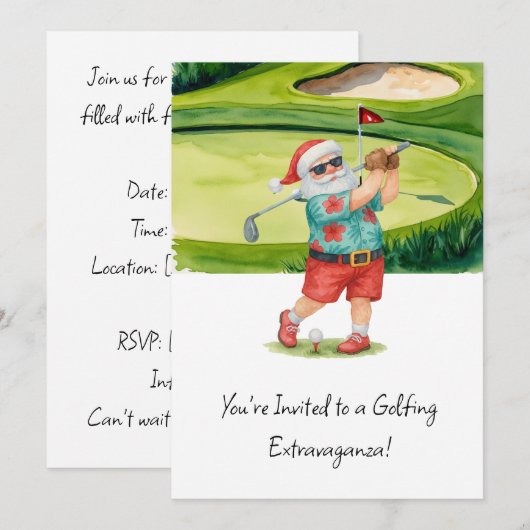 Golf Santa Claus golf Kerstthema Zomer Kaart (Voorkant / Achterkant)