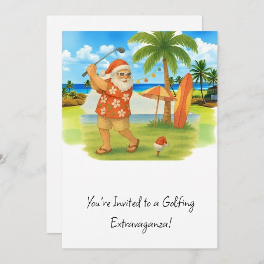 Golf Santa Claus golf Kerstthema Zomer Kaart (Voorkant / Achterkant)