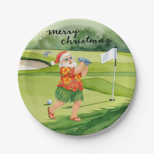 Golf Santa Claus golf Kerstthema Zomer Papieren Bordje (Voorkant)