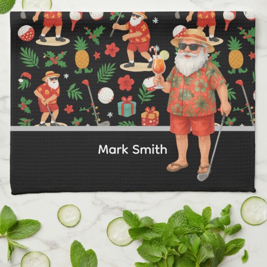 Golf Santa Claus golf Zomer Hawaiiaans thema Theedoek (Gevouwen)