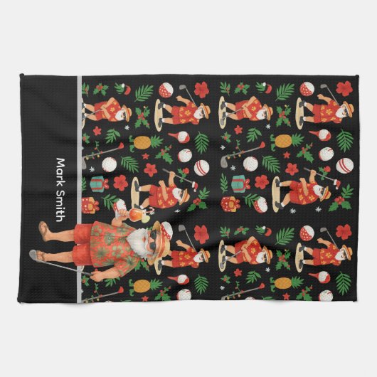 Golf Santa Claus golf Zomer Hawaiiaans thema Theedoek (Horizontaal)