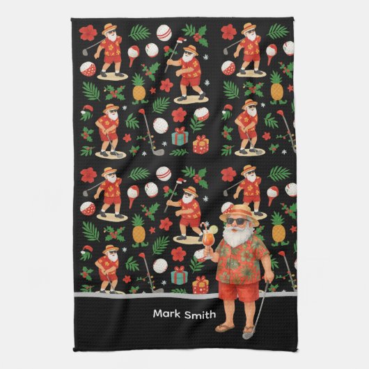 Golf Santa Claus golf Zomer Hawaiiaans thema Theedoek (Verticaal)