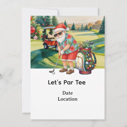 Golf Santa Claus golf Zomer Kerstmis Kaart (Voorkant)