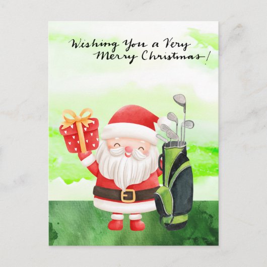 Golf Santa Claus Golfer Kerst Golfen Feestdagenkaart (Voorkant)