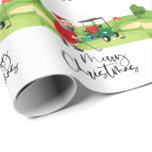 Golf Santa Claus golfer Merry Kerstmis op Green Cadeaupapier (Rol Hoek)