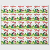 Golf Santa Claus golfer Merry Kerstmis op Green Cadeaupapier (Vlak)