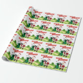 Golf Santa Claus golfer Merry Kerstmis op Green Cadeaupapier (Uitgerold)