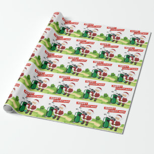 Golf Santa Claus golfer Merry Kerstmis op Green Cadeaupapier