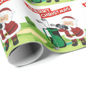 Golf Santa Claus golfer Merry Kerstmis op Green Cadeaupapier (Rol Hoek)