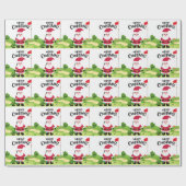 Golf Santa Claus golfer Merry Kerstmis op Green Cadeaupapier (Vlak)