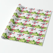 Golf Santa Claus golfer Merry Kerstmis op Green Cadeaupapier (Uitgerold)
