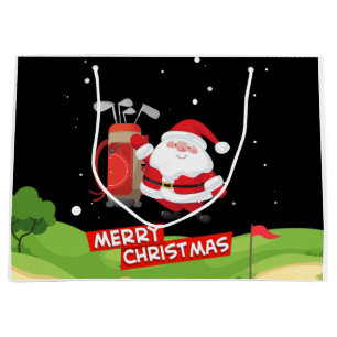 Golf Santa Claus golfer Merry Kerstmis op Green Groot Cadeauzakje