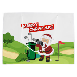 Golf Santa Claus golfer Merry Kerstmis op Green Groot Cadeauzakje