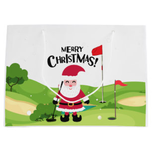 Golf Santa Claus golfer Merry Kerstmis op Green Groot Cadeauzakje