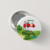 Golf Santa Claus golfer Merry Kerstmis op Green Ronde Button 3,2 Cm (Voorkant /achterkant)