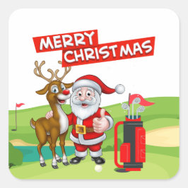 Golf Santa Claus golfer Merry Kerstmis op Green Vierkante Sticker