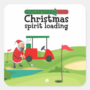Golf Santa Claus golfer Merry Kerstmis op Green Vierkante Sticker