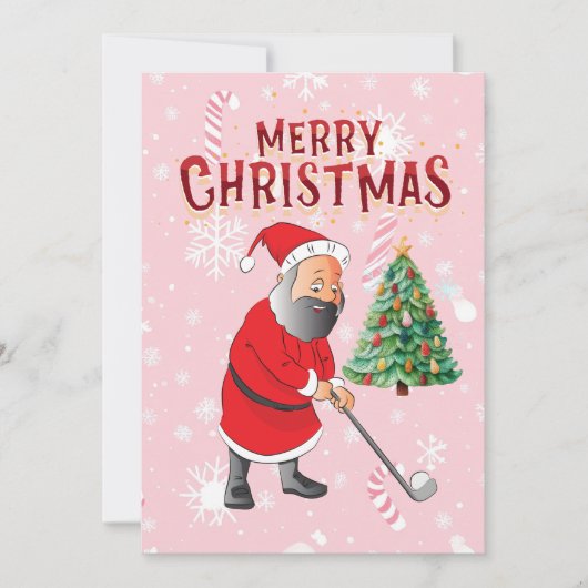 Golf Santa Claus golfer op een roze achtergrond Kaart (Voorkant)