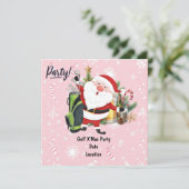 Golf Santa Claus golfer op een roze achtergrond Save The Date (Staand voorkant)