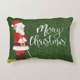 Golf Santa Claus golfer op groene kerst Accent Kussen