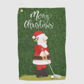 Golf Santa Claus golfer op groene kerst Golfhanddoek (Voorkant)