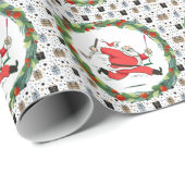 GOLF SANTA CLAUS golfer voor kerstfeest Cadeaupapier (Rol Hoek)